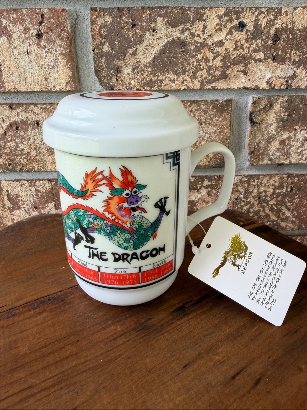 Vintage Chinese Zodiac Year of the Dragon Ceramic Tea Mug